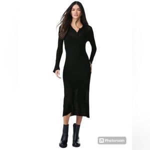 Scoop Women's Sheer Polo Sweater Dress Black XL